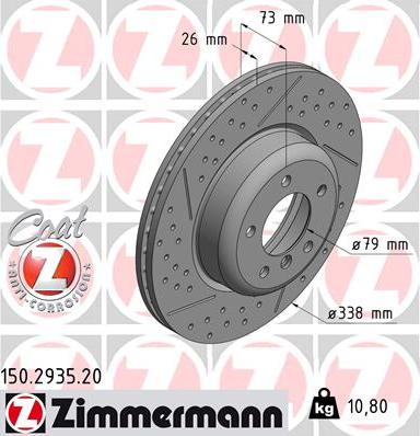 Zimmermann 150.2935.20 - Тормозной диск autospares.lv