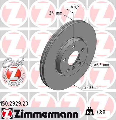 Zimmermann 150.2929.20 - Тормозной диск autospares.lv