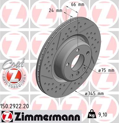 Zimmermann 150.2922.20 - Тормозной диск autospares.lv