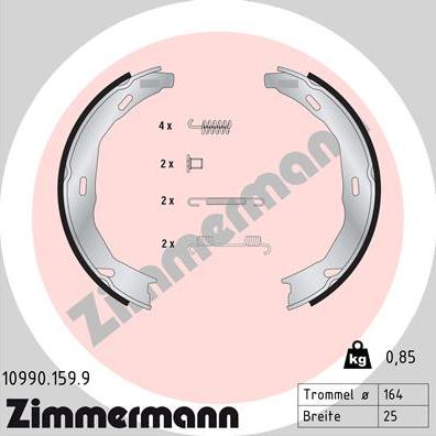 Zimmermann 10990.159.9 - Комплект тормозов, ручник, парковка autospares.lv