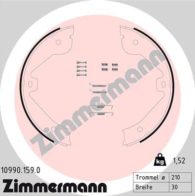 Zimmermann 10990.159.0 - Комплект тормозов, ручник, парковка autospares.lv