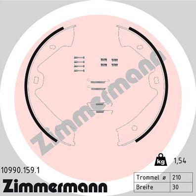 Zimmermann 10990.159.1 - Комплект тормозов, ручник, парковка autospares.lv