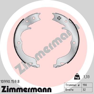 Zimmermann 10990.159.8 - Комплект тормозов, ручник, парковка autospares.lv