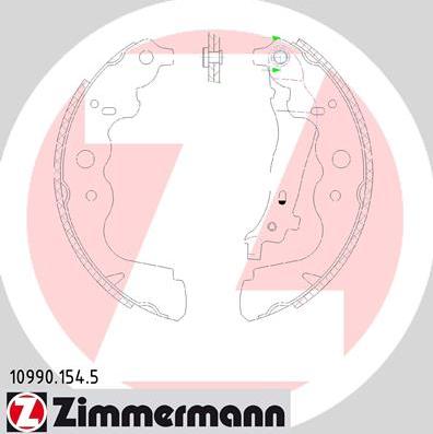 Zimmermann 10990.154.5 - Комплект тормозных колодок, барабанные autospares.lv