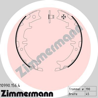 Zimmermann 10990.156.4 - Комплект тормозов, ручник, парковка autospares.lv