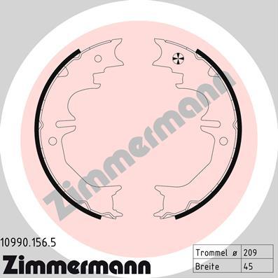 Zimmermann 10990.156.5 - Комплект тормозов, ручник, парковка autospares.lv