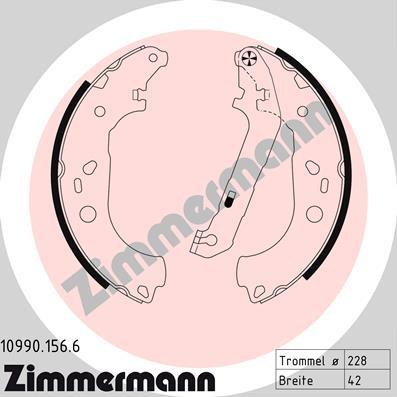 Zimmermann 10990.156.6 - Комплект тормозных колодок, барабанные autospares.lv