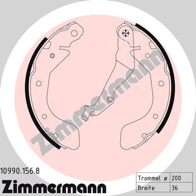 Zimmermann 10990.156.8 - Комплект тормозных колодок, барабанные autospares.lv