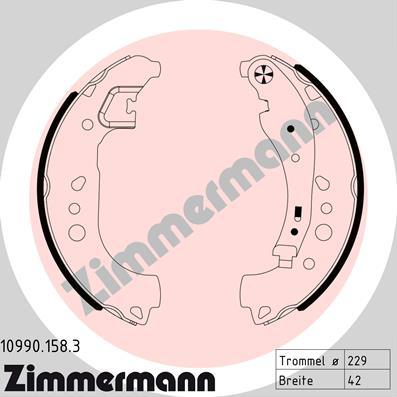 Zimmermann 10990.158.3 - Комплект тормозных колодок, барабанные autospares.lv