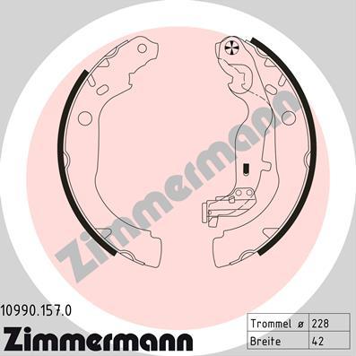 Zimmermann 10990.157.0 - Комплект тормозных колодок, барабанные autospares.lv