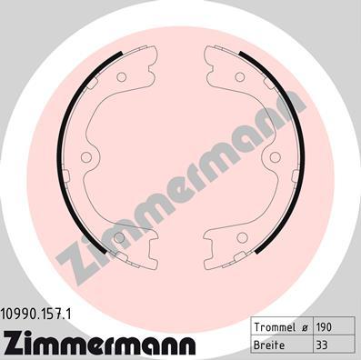 Zimmermann 10990.157.1 - Комплект тормозов, ручник, парковка autospares.lv