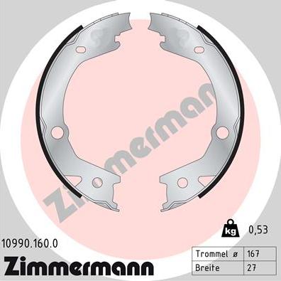 Zimmermann 10990.160.0 - Комплект тормозов, ручник, парковка autospares.lv