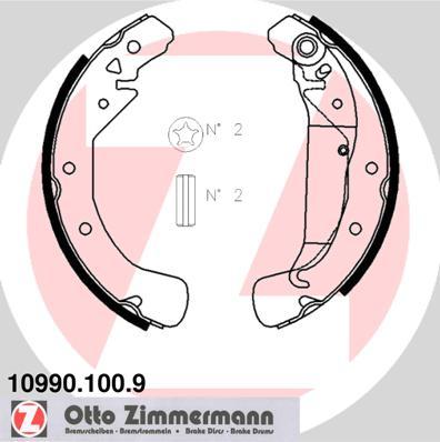 Zimmermann 10990.100.9 - Комплект тормозных колодок, барабанные autospares.lv