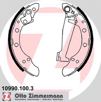 Zimmermann 10990.100.3 - Комплект тормозных колодок, барабанные autospares.lv