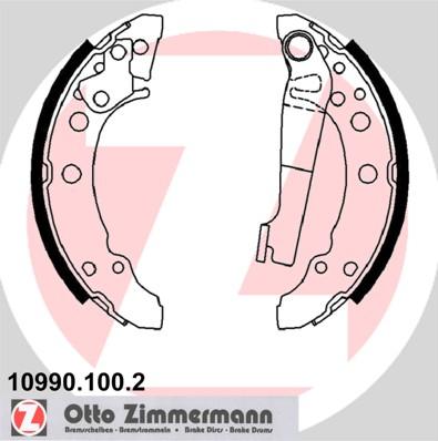 Zimmermann 10990.100.2 - Комплект тормозных колодок, барабанные autospares.lv