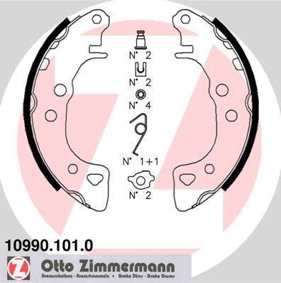 Zimmermann 10990.101.0 - Комплект тормозных колодок, барабанные autospares.lv