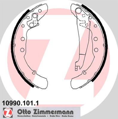 Zimmermann 10990.101.1 - Комплект тормозных колодок, барабанные autospares.lv