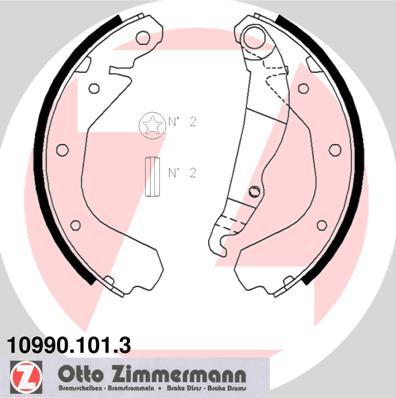 Zimmermann 10990.101.3 - Комплект тормозных колодок, барабанные autospares.lv
