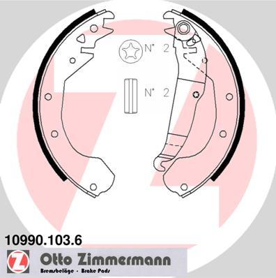Zimmermann 10990.103.6 - Комплект тормозных колодок, барабанные autospares.lv