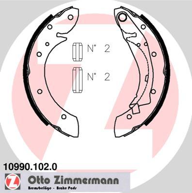 Zimmermann 10990.102.0 - Комплект тормозных колодок, барабанные autospares.lv