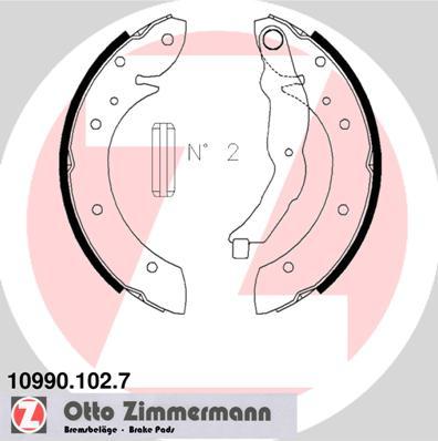 Zimmermann 10990.102.7 - Комплект тормозных колодок, барабанные autospares.lv
