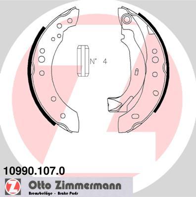 Zimmermann 10990.107.0 - Комплект тормозных колодок, барабанные autospares.lv