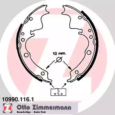 Zimmermann 10990.116.1 - Комплект тормозных колодок, барабанные autospares.lv