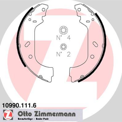 Zimmermann 10990.111.6 - Комплект тормозных колодок, барабанные autospares.lv