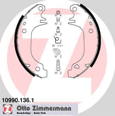 Zimmermann 10990.136.1 - Комплект тормозных колодок, барабанные autospares.lv