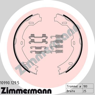 Zimmermann 10990.129.5 - Комплект тормозов, ручник, парковка autospares.lv