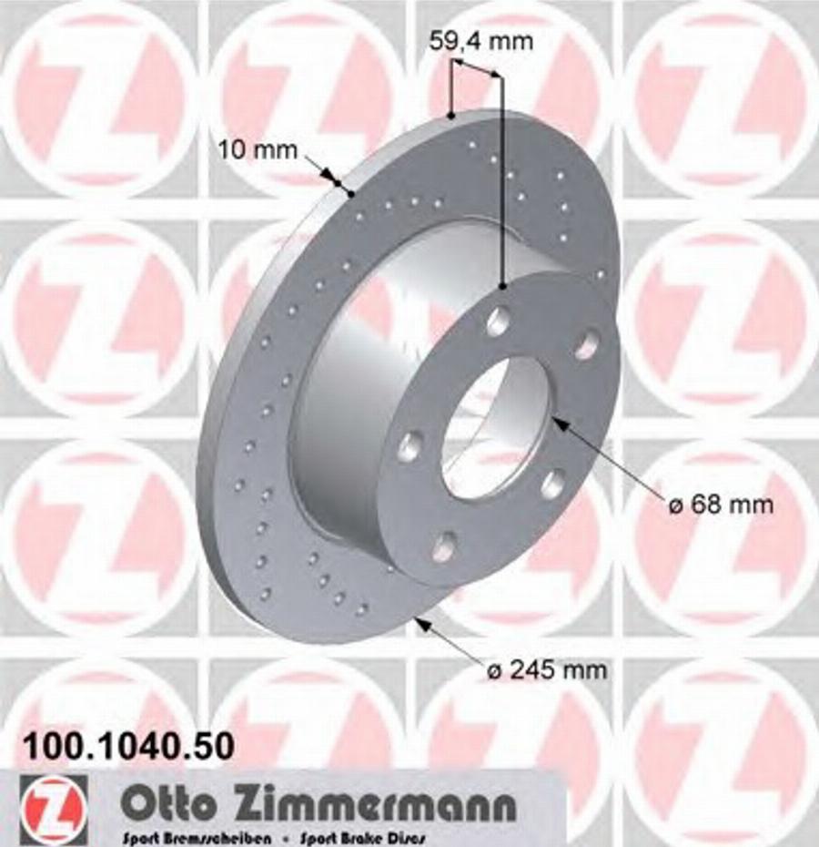 Zimmermann 100104050 - Тормозной диск autospares.lv