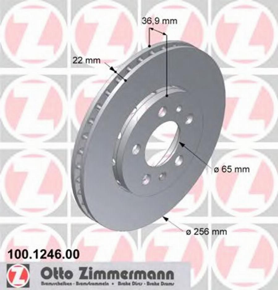 Zimmermann 100 1246 00 - Тормозной диск autospares.lv