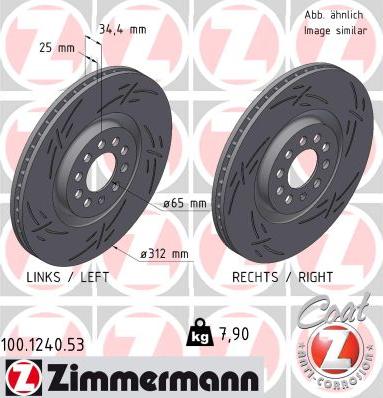 Zimmermann 100.1240.53 - Тормозной диск autospares.lv