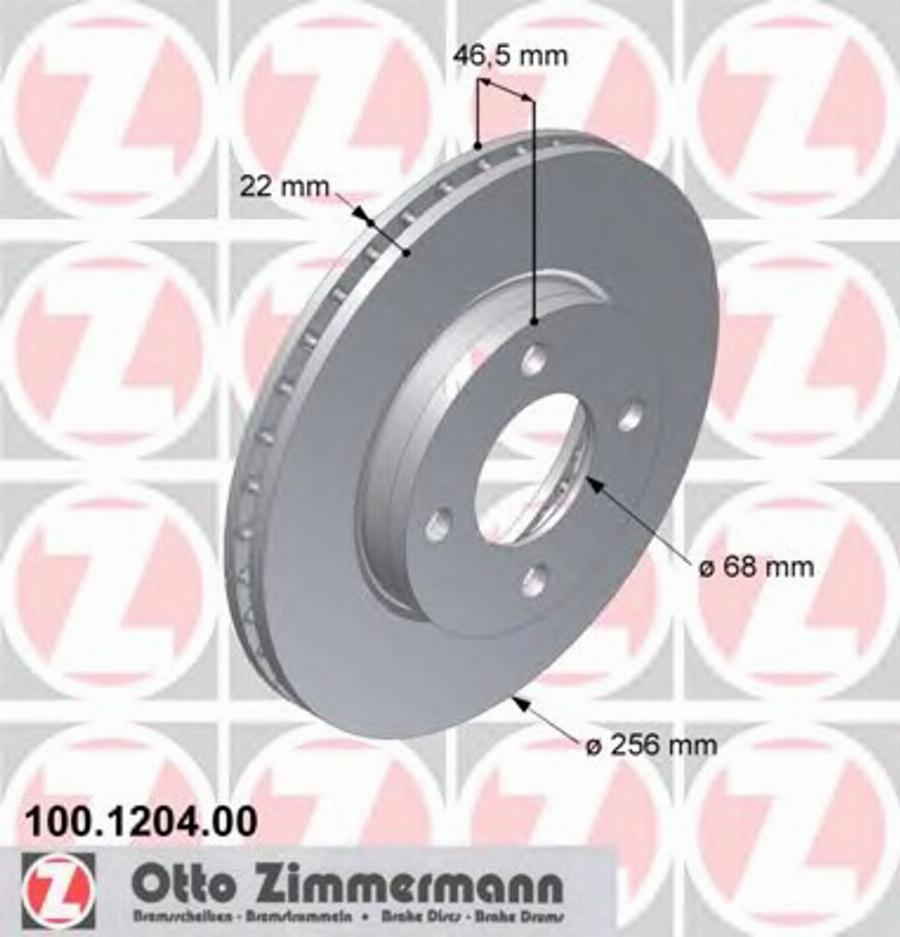 Zimmermann 100 1204 00 - Тормозной диск autospares.lv