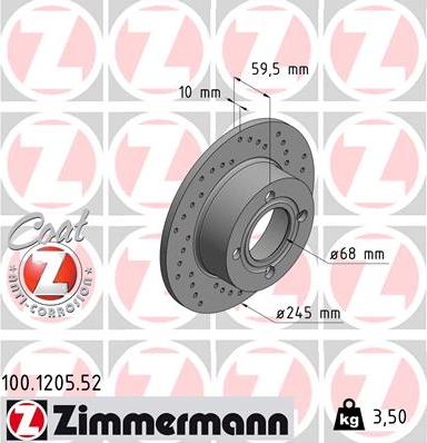 Zimmermann 100.1205.52 - Тормозной диск autospares.lv