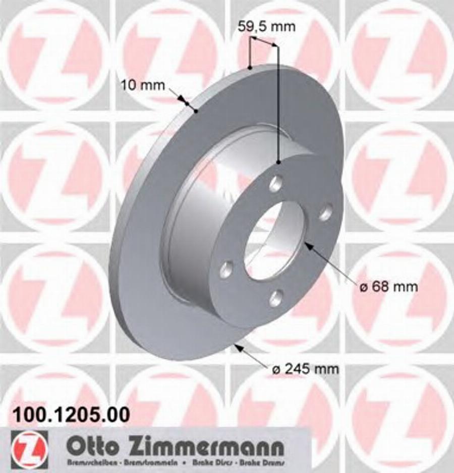 Zimmermann 100 1205 00 - Тормозной диск autospares.lv
