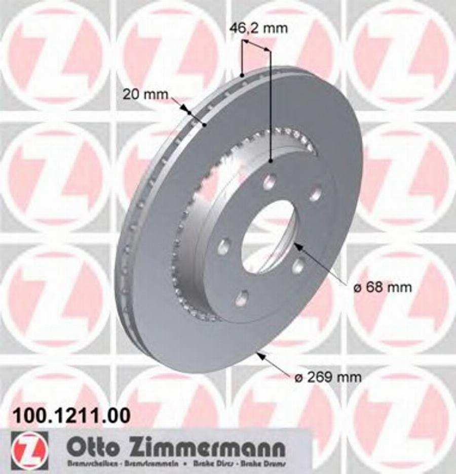 Zimmermann 100 1211 00 - Тормозной диск autospares.lv