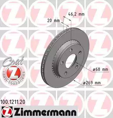 Zimmermann 100.1211.20 - Тормозной диск autospares.lv