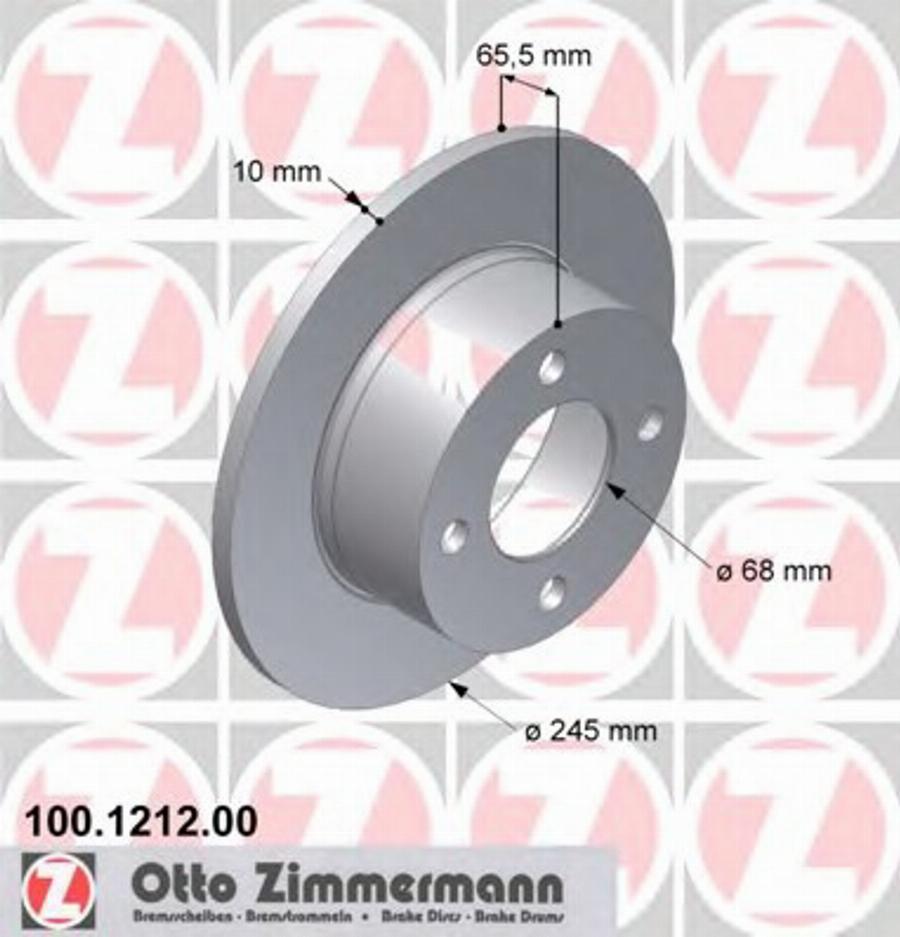 Zimmermann 100 1212 00 - Тормозной диск autospares.lv