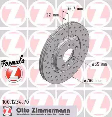 Zimmermann 100.1234.70 - Тормозной диск autospares.lv