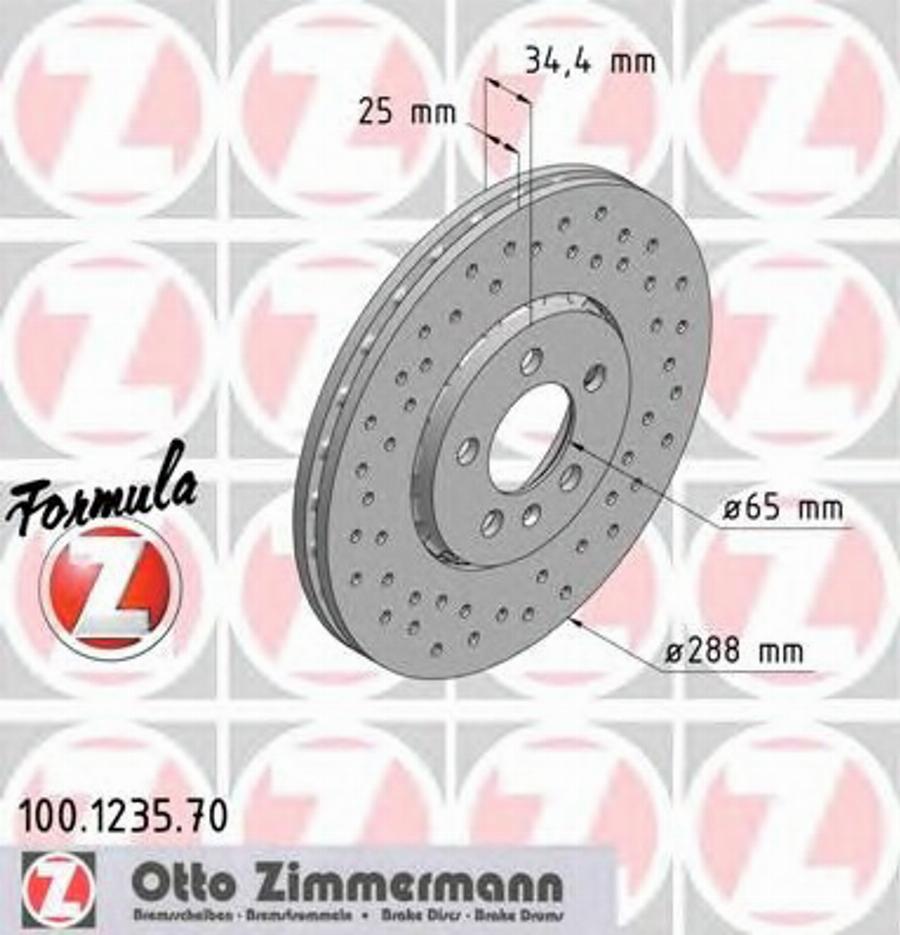 Zimmermann 100.1235.70 - Тормозной диск autospares.lv