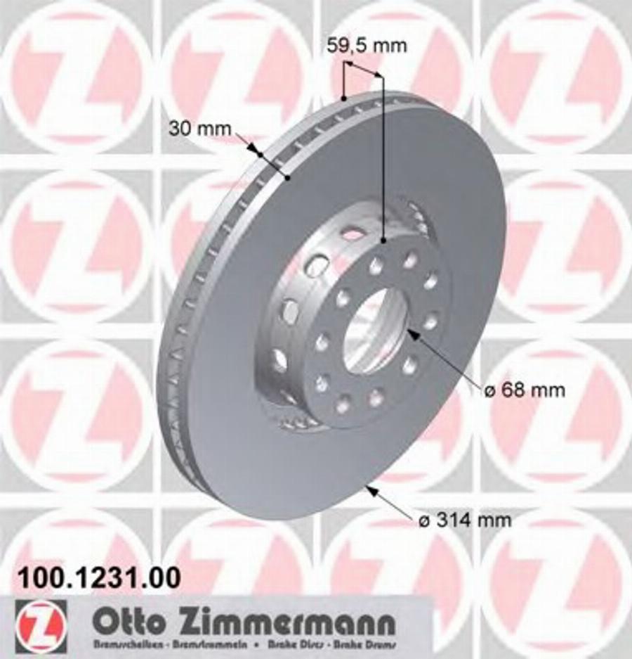 Zimmermann 100 1231 00 - Тормозной диск autospares.lv