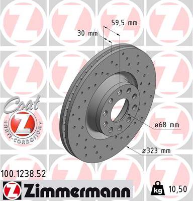 Zimmermann 100.1238.52 - Тормозной диск autospares.lv