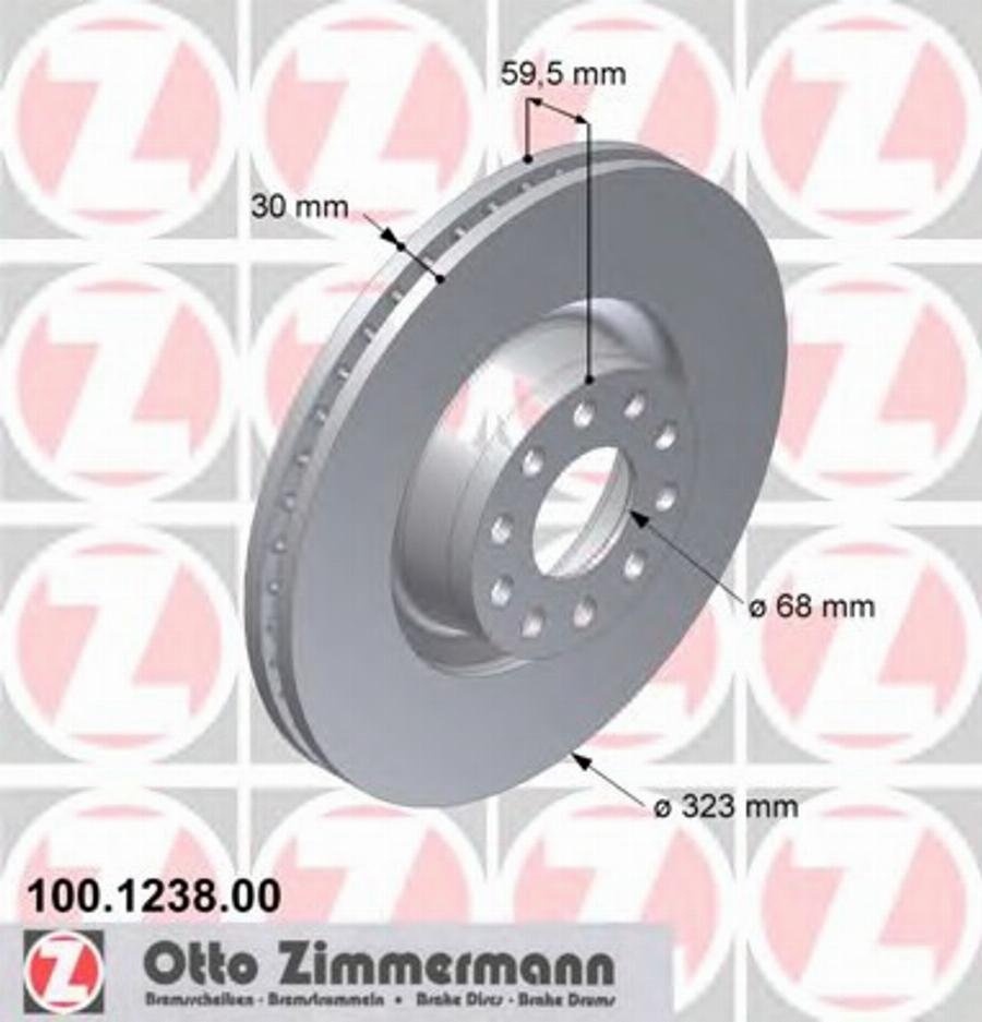 Zimmermann 100123800 - Тормозной диск autospares.lv