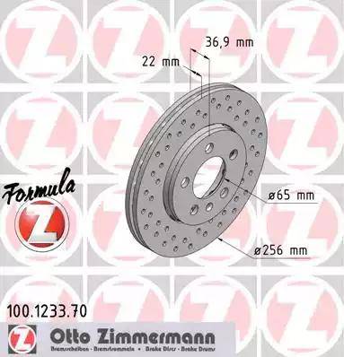 Zimmermann 100.1233.70 - Тормозной диск autospares.lv