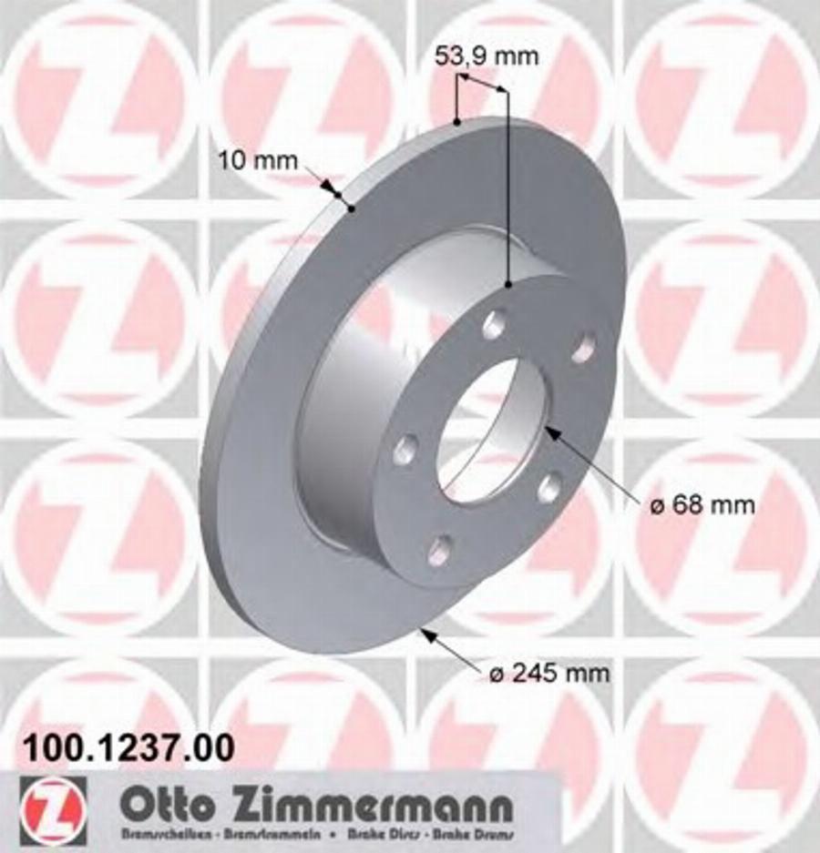 Zimmermann 100 1237 00 - Тормозной диск autospares.lv