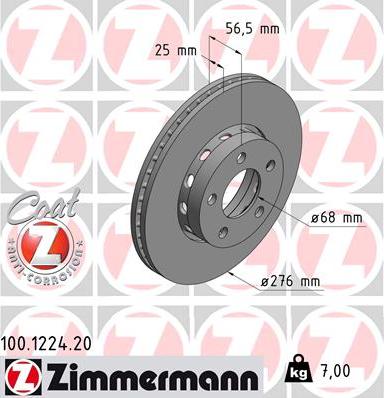 Zimmermann 100.1224.20 - Тормозной диск autospares.lv