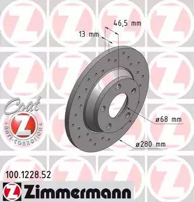 Zimmermann 100.1228.52 - Тормозной диск autospares.lv