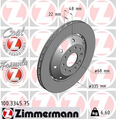 Zimmermann 100.3345.75 - Тормозной диск autospares.lv