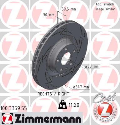 Zimmermann 100.3359.55 - Тормозной диск autospares.lv